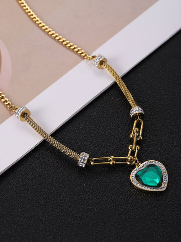 Dual Chain Drop with Malachite Charm