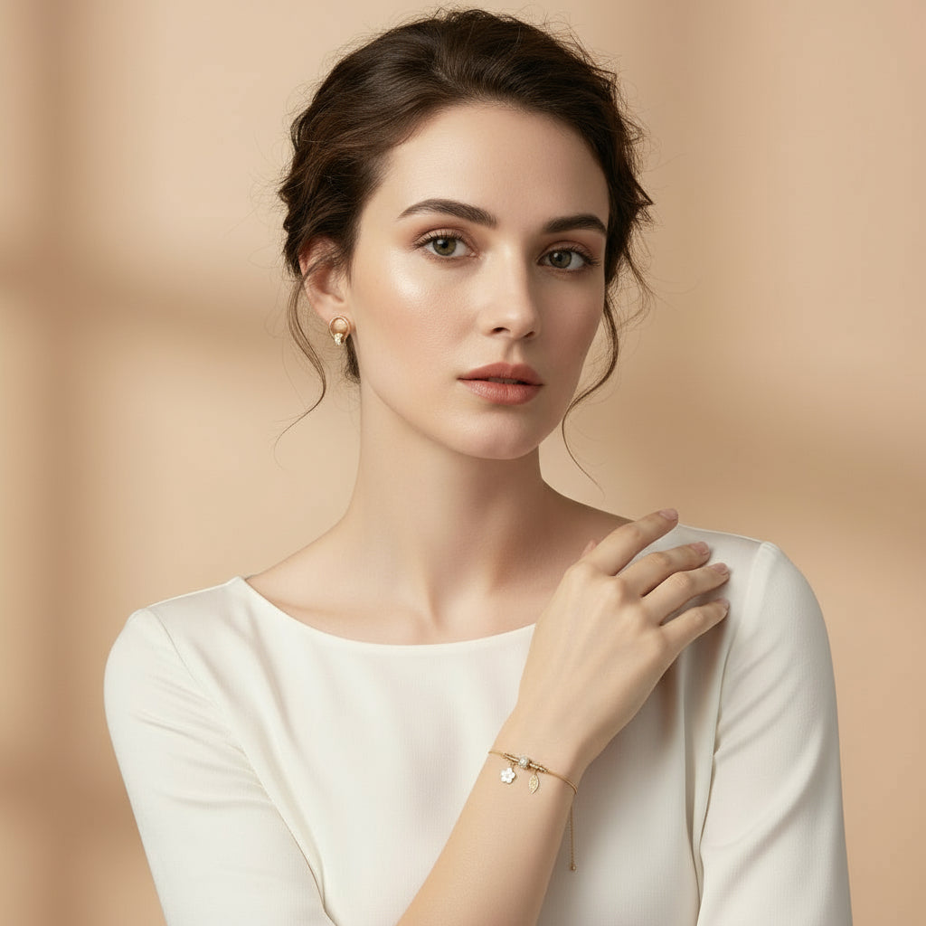 Minimal Hoops and Petal Gleam Cuff set