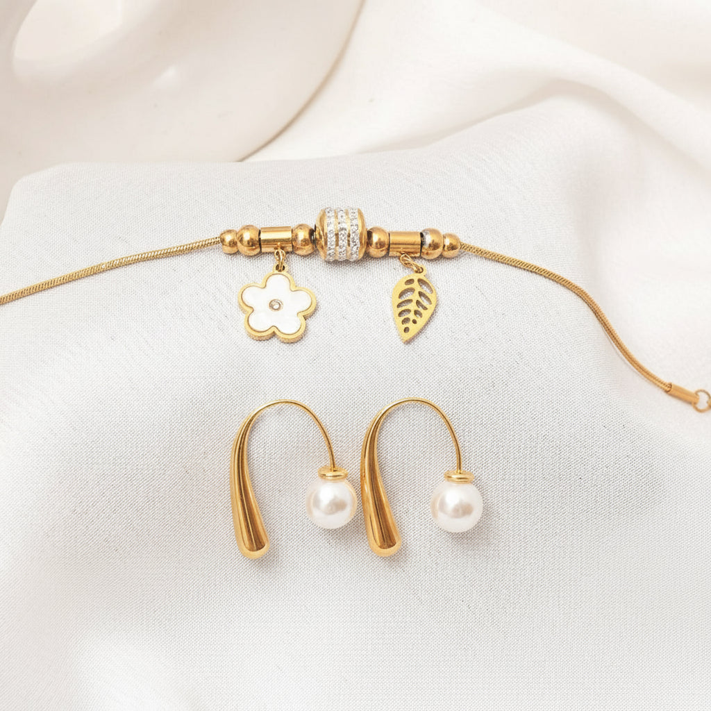 Modern Orbit Drop and Petal Gleam Cuff Set