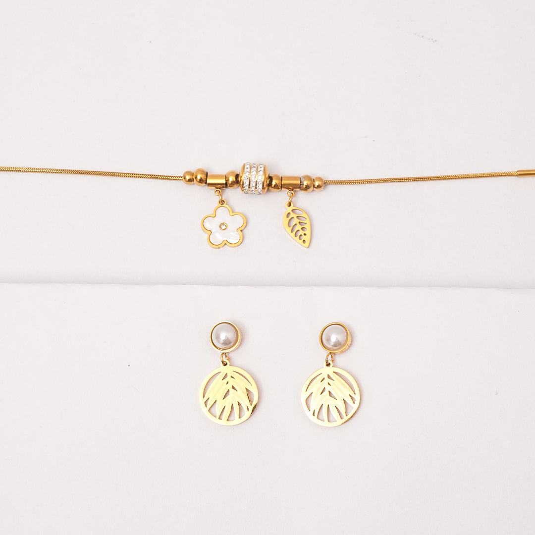 Golden Palm Drops and Petal Gleam Cuff set