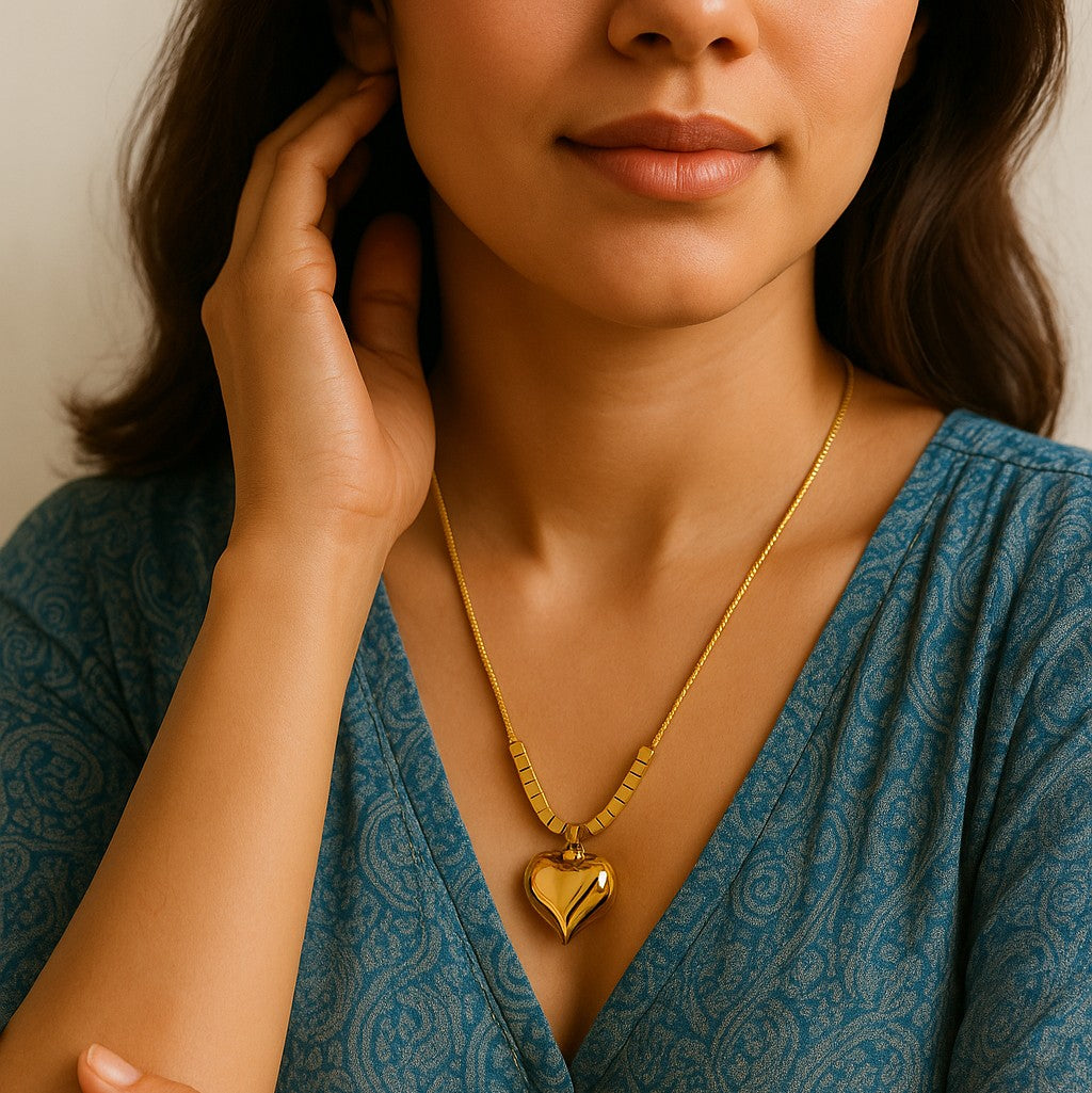 Golden Love Lock Pendant and Cherry Whimsy Pendant Set