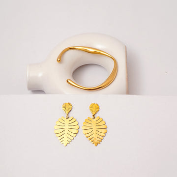 Tropical Luxe Leaves and Auric Curve Minimal cuff set