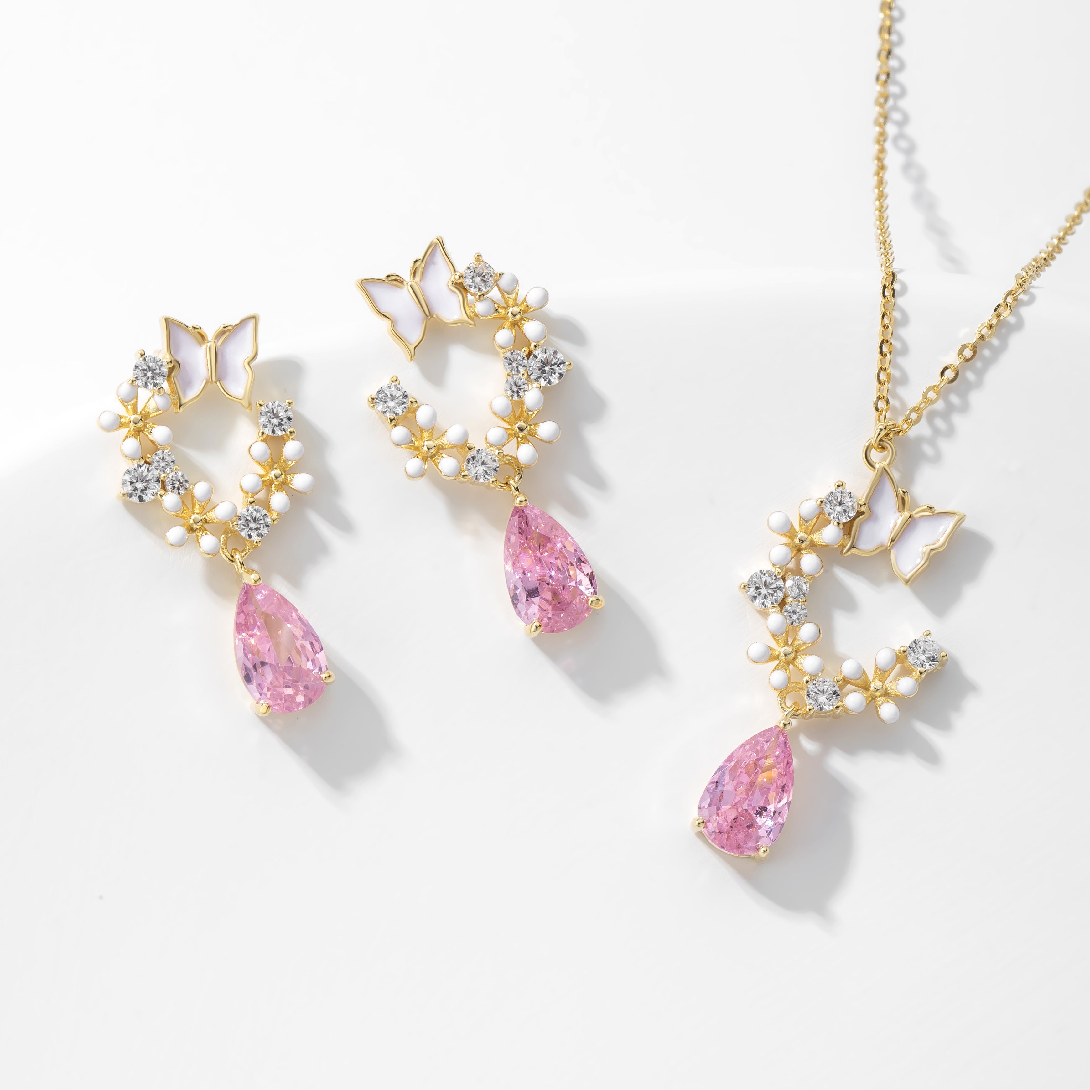 Pink Meadow Teardrop Jewelry Set