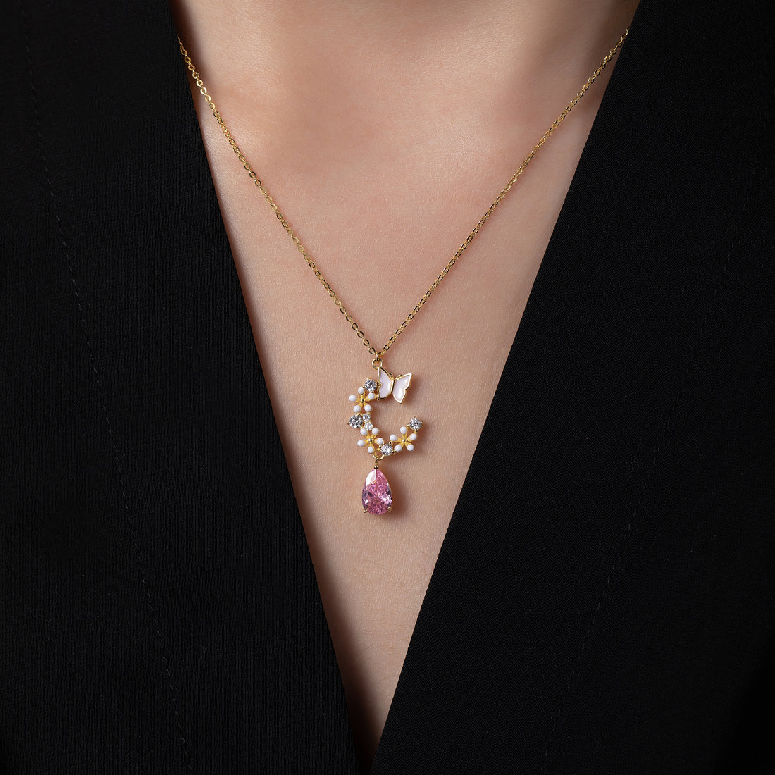 Pink Meadow Teardrop Jewelry Set