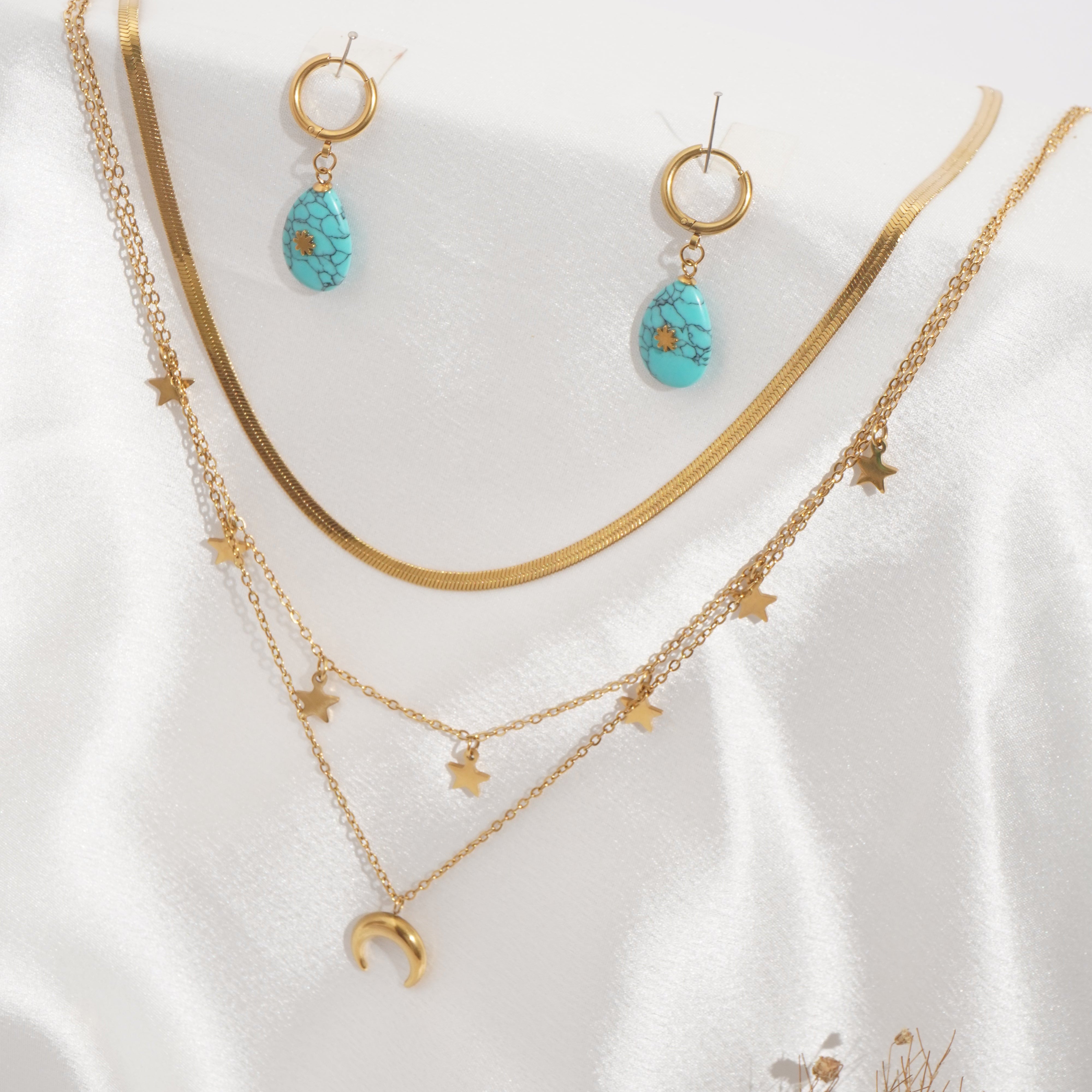 Starlit Harmony Necklace and Turquoise Sol Drops Set