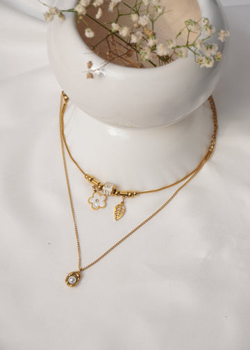 Classic Pearl Halo Pendant and Petal Gleam Bracelet Set