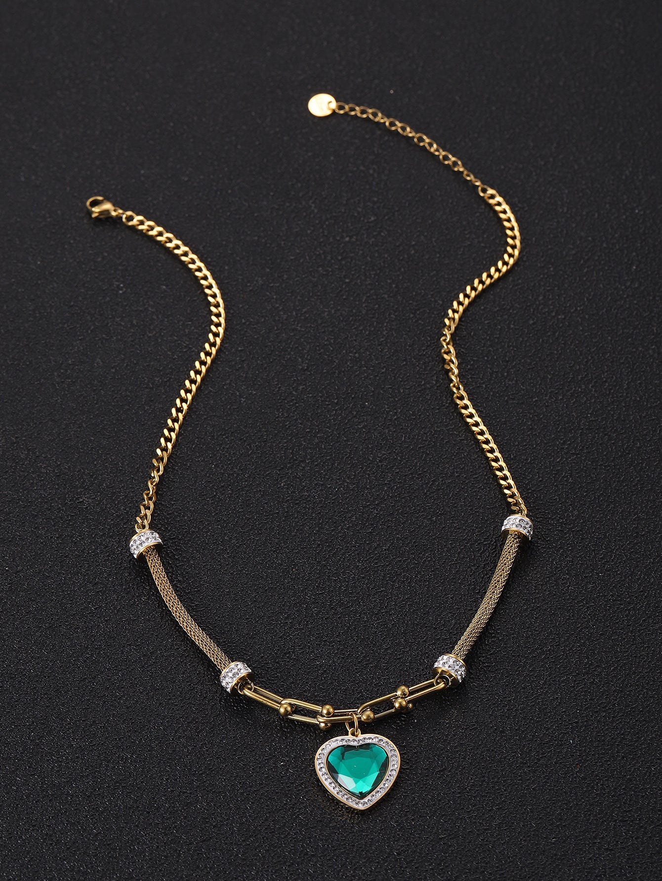 Dual Chain Drop with Malachite Charm