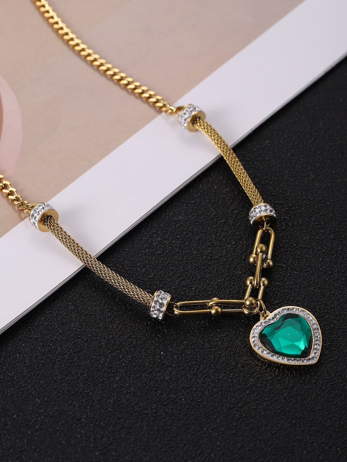 Dual Chain Drop with Malachite Charm