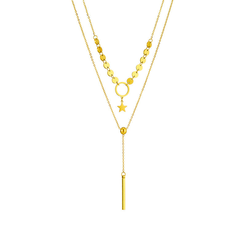 Dual-Layer Charm Lariat Necklace