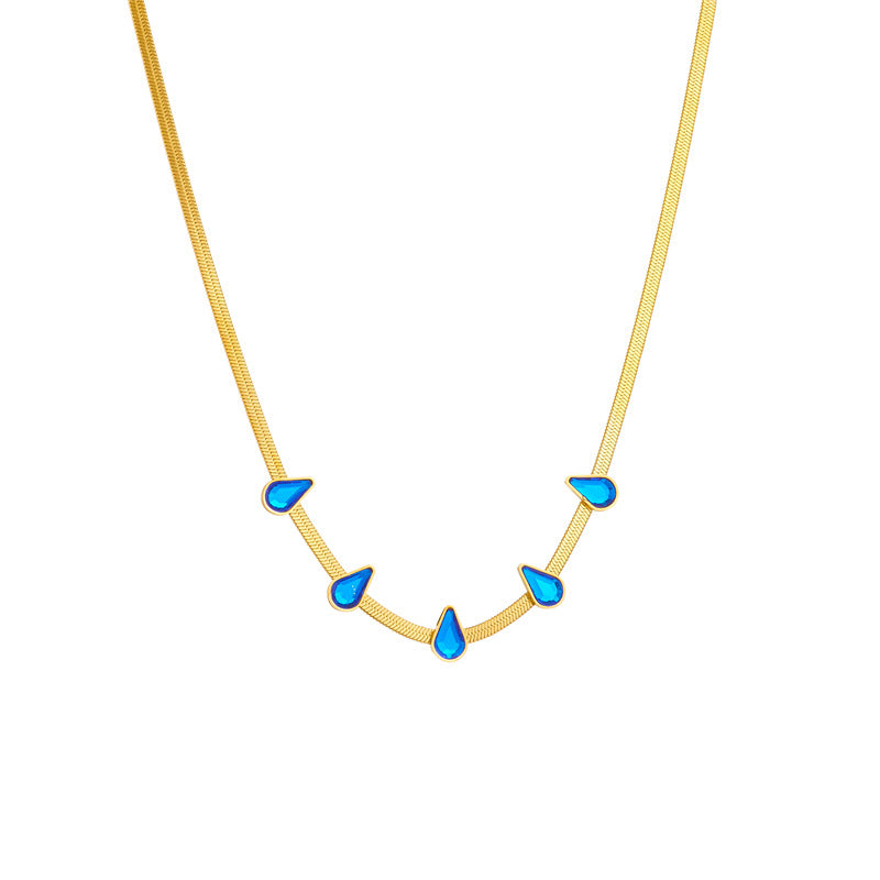 Blue Teardrop Statement Necklace