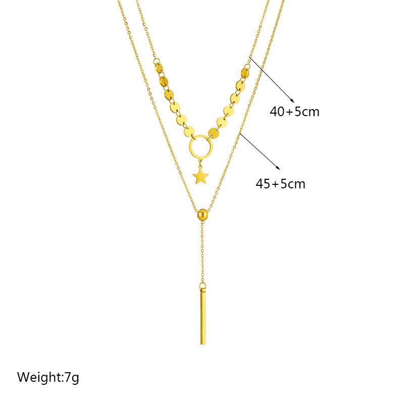 Dual-Layer Charm Lariat Necklace