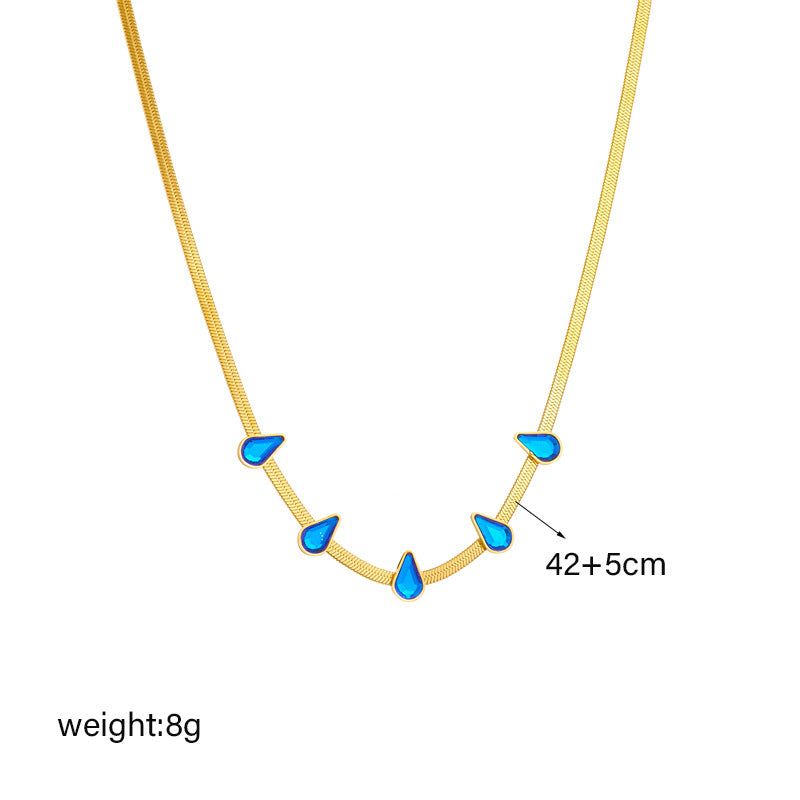 Blue Teardrop Statement Necklace
