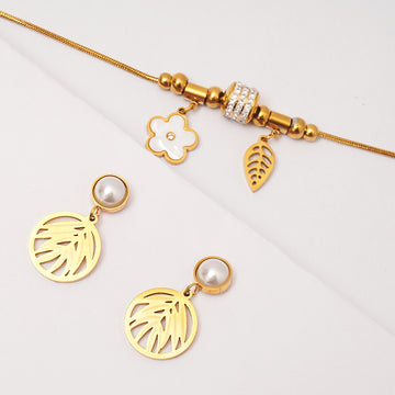 Golden Palm Drops and Petal Gleam Cuff set
