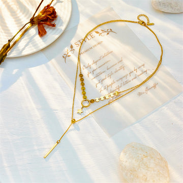 Dual-Layer Charm Lariat Necklace