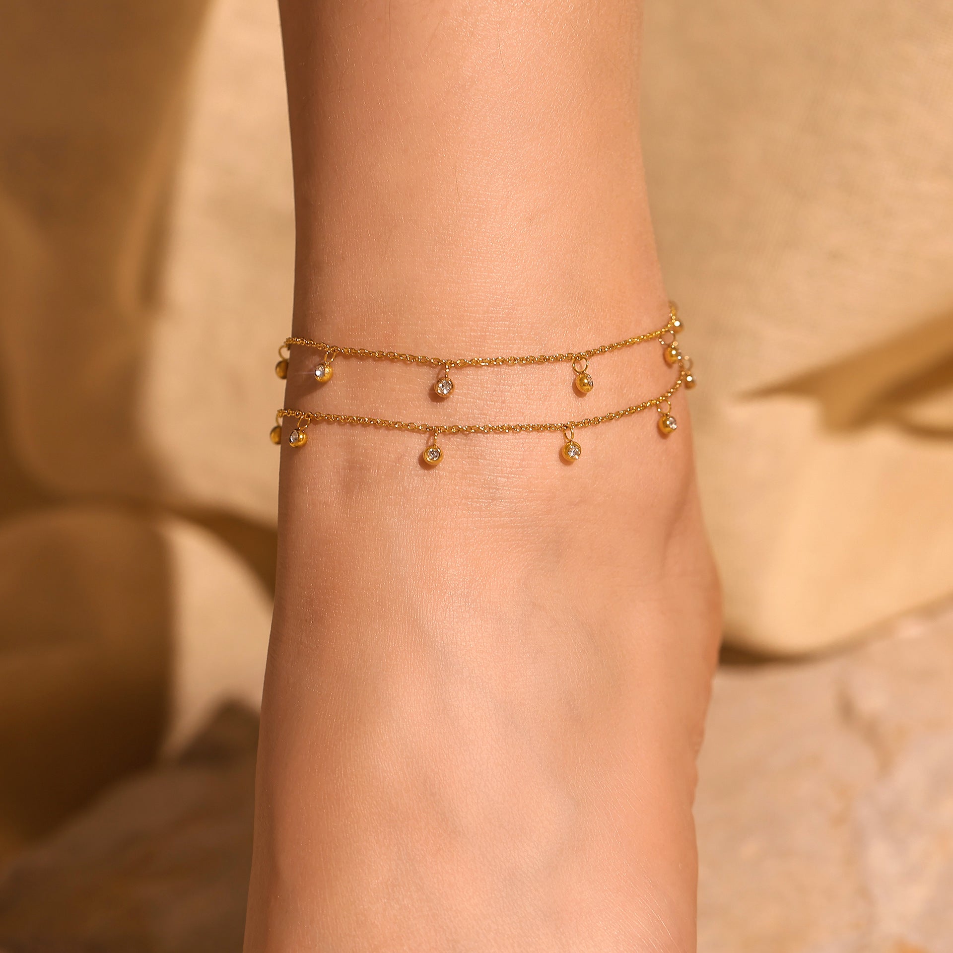 Golden Raindrop Anklet