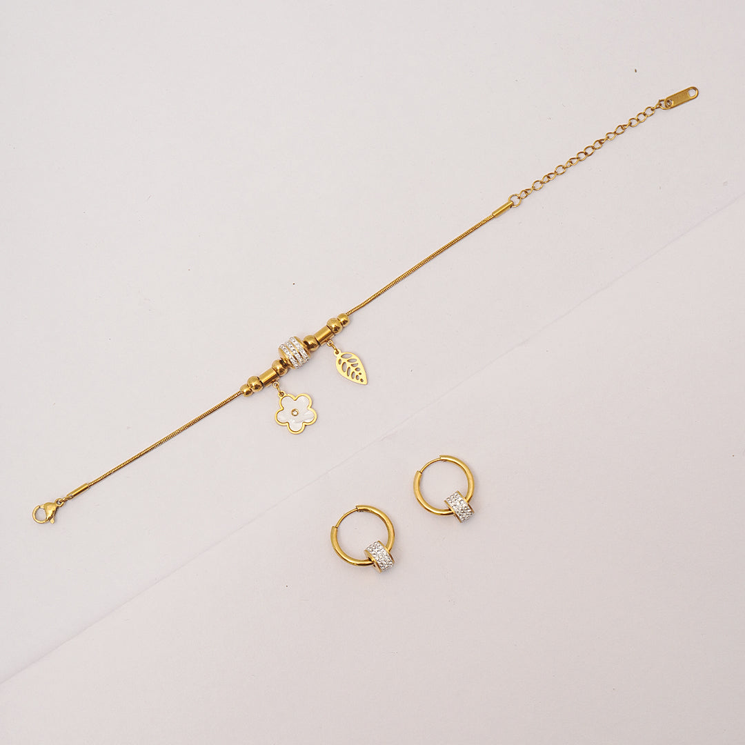 Minimal Hoops and Petal Gleam Cuff set