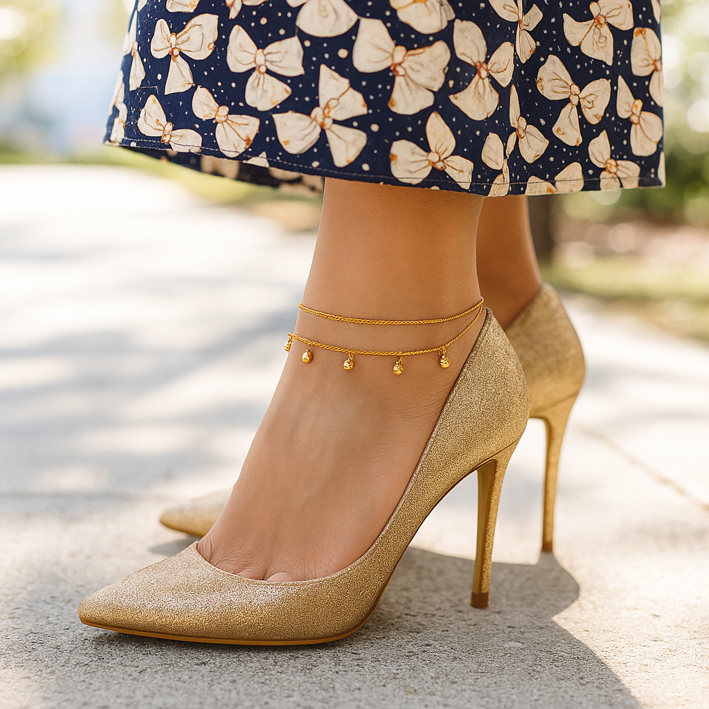 Golden Raindrop Anklet