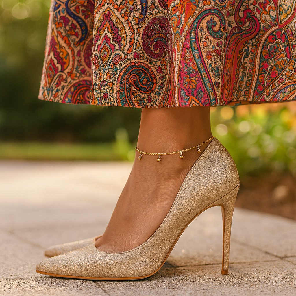 Golden Raindrop Anklet