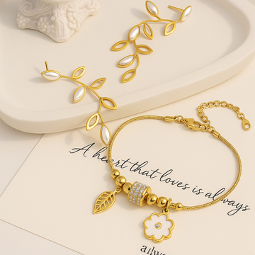 Petal Drop Earrings and Gleam Cuff set