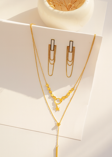 Linear Luxe Earrings and Starlit Harmony Pendant set
