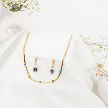 Azure Luxe Cascade and Blue Teardrop Statement Pendant set