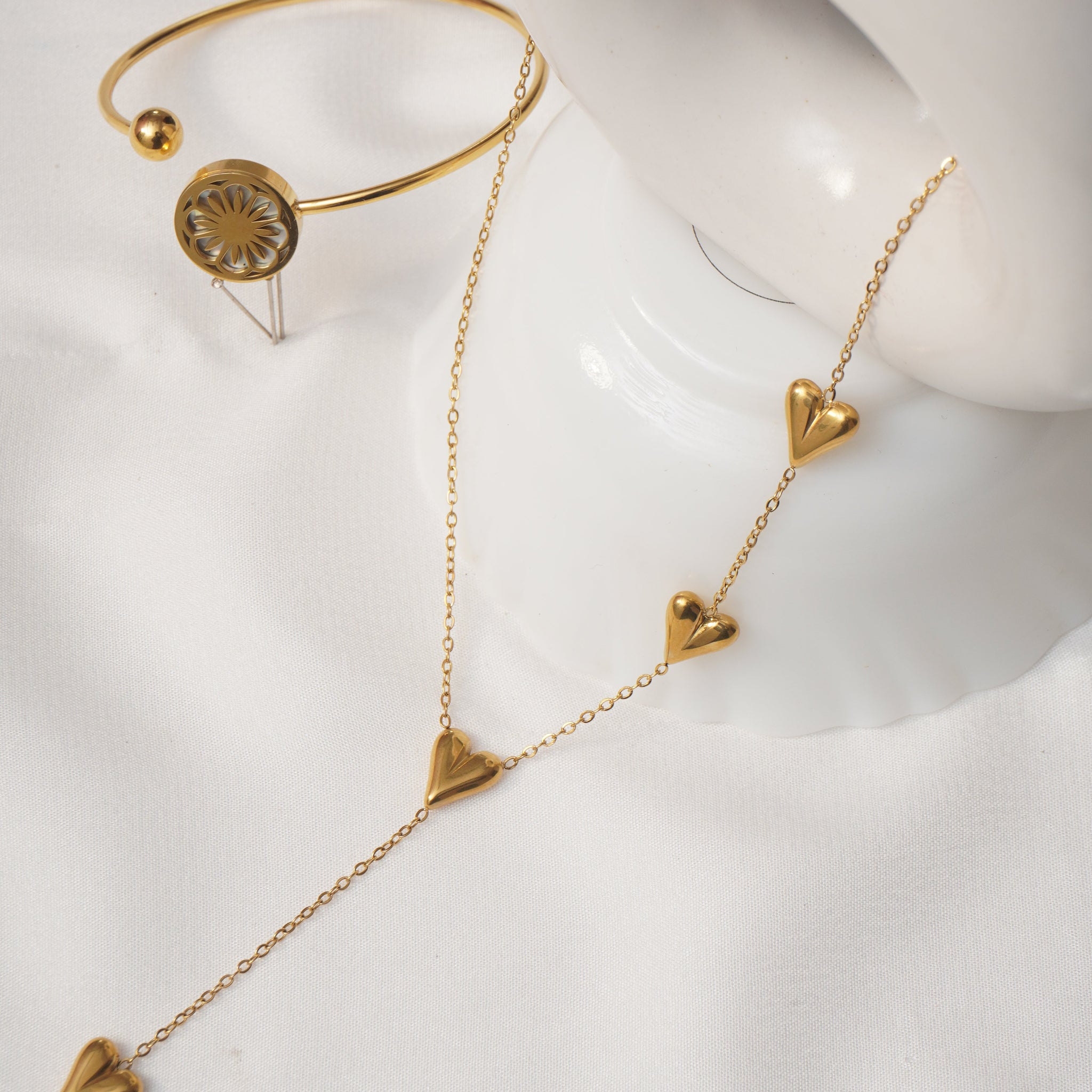 Golden Orbit Charm Bracelet and Cascade of Love set