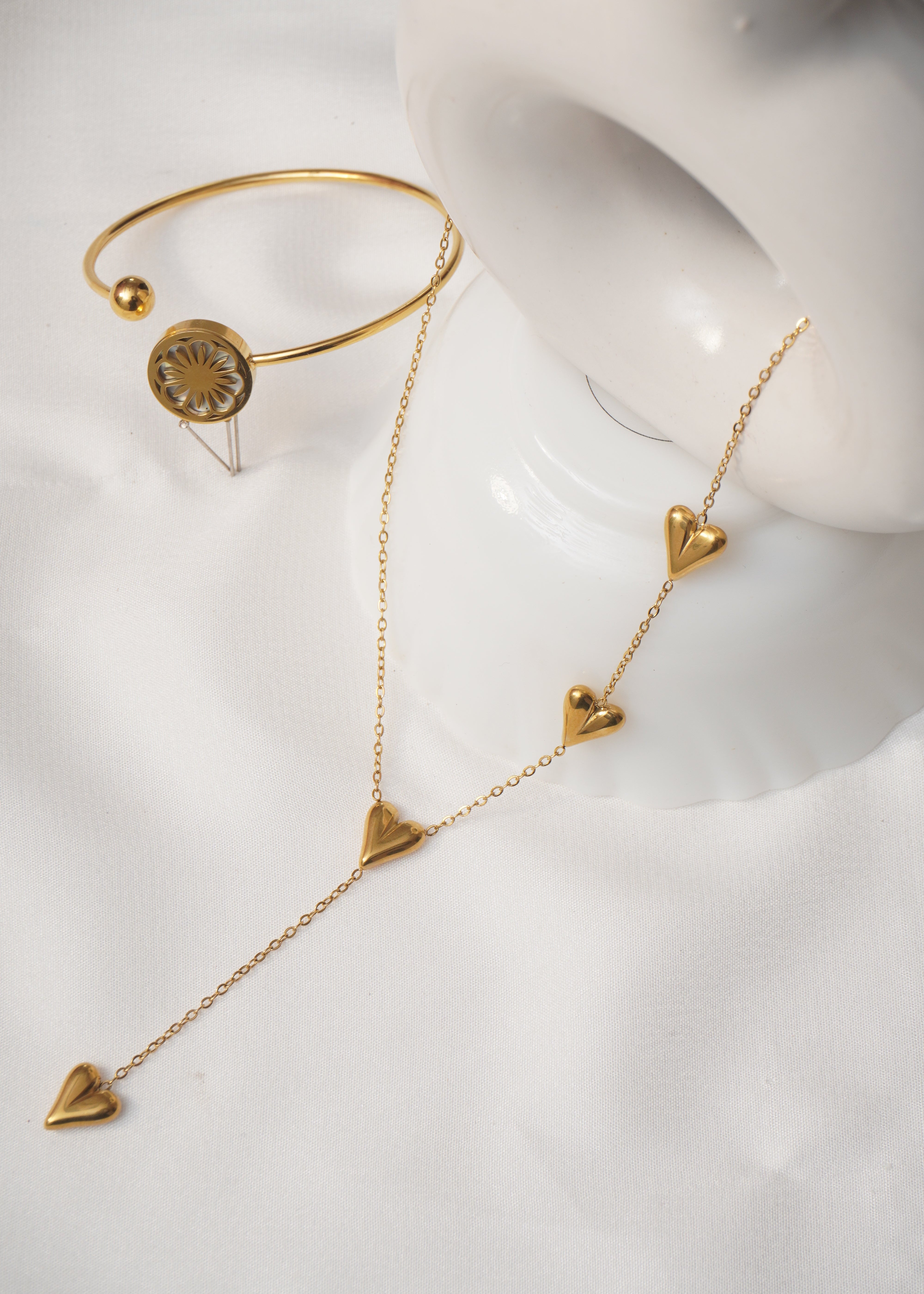 Golden Orbit Charm Bracelet and Cascade of Love set