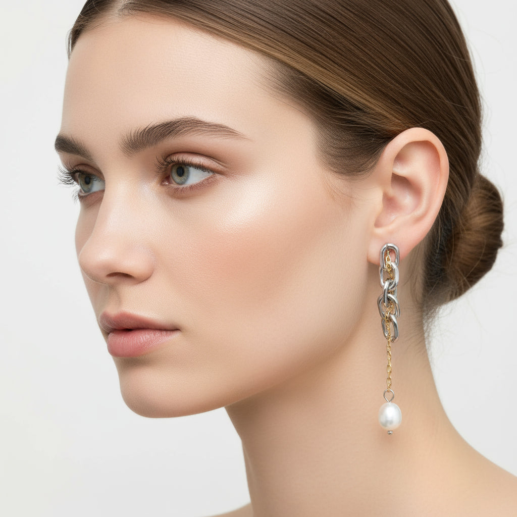 Golden Drift Chain and Classic Halo Pendant Pearl set